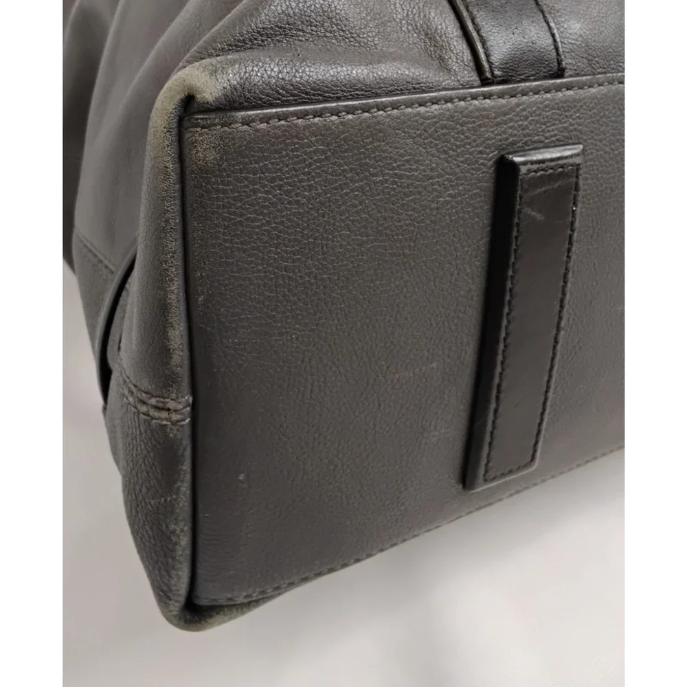 TUMI Leather Shoulder Bag Carry On Gray and Black Business Laptop Bag #J4521